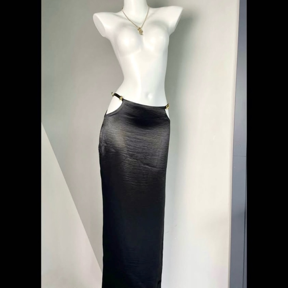 Black Cut Out Maxi Skirt